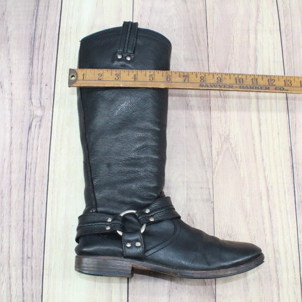FRYE Maxine Trapunto Harness Brown Leather Motorcycle Boots Size 8 B - Picture 9 of 14